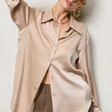 Silky Satin Button Down Shirt