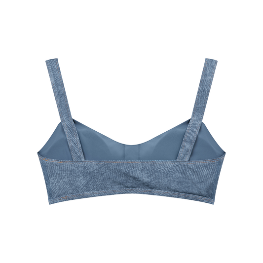 MAD-Women's Faux Denim Sports Bra