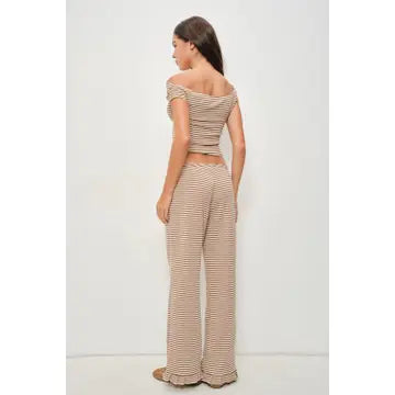 Striped Lounge Pants with Ruffle