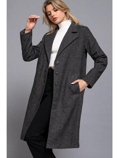 Single Breasted Waist Fitted Long Coat