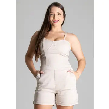 Twill Jumpsuit - Beige, Casual and Comfortable