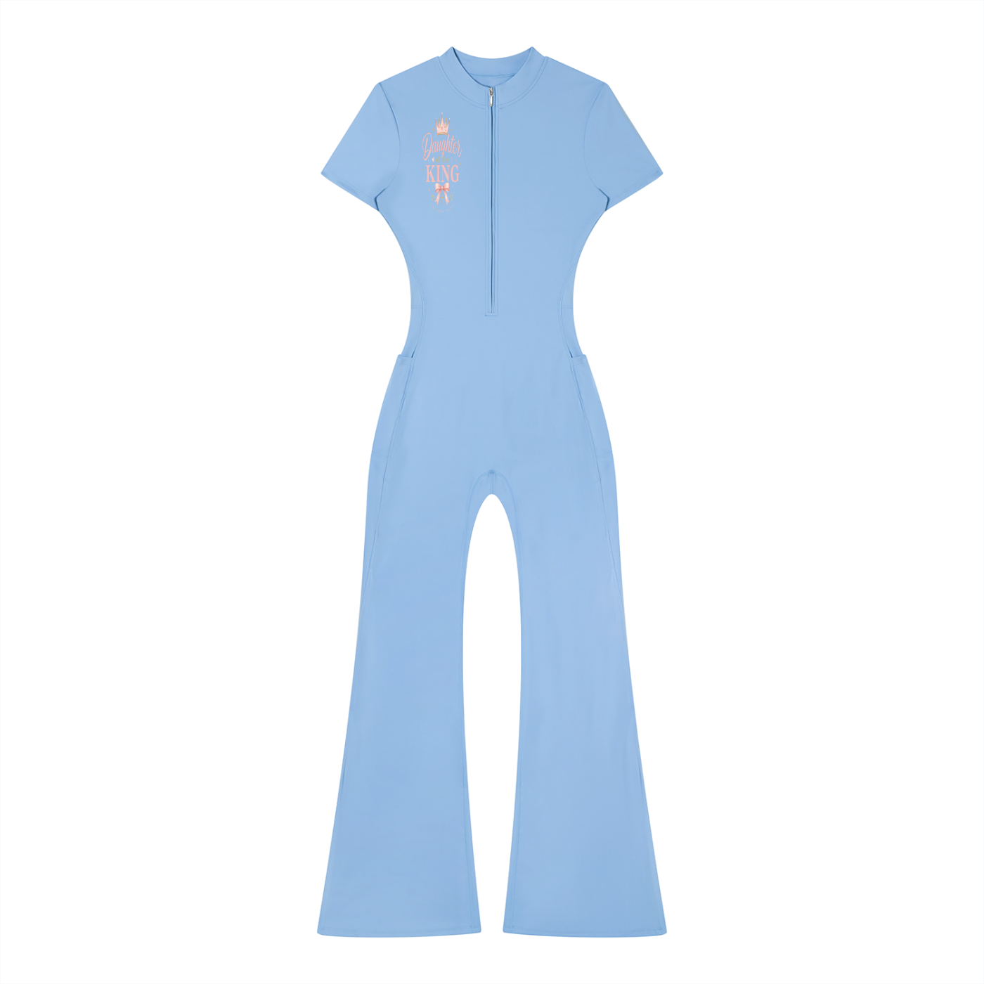DAUGHTER OF THE KING-Women’s Tight Flared Leg Quarter-Zip Jumpsuit