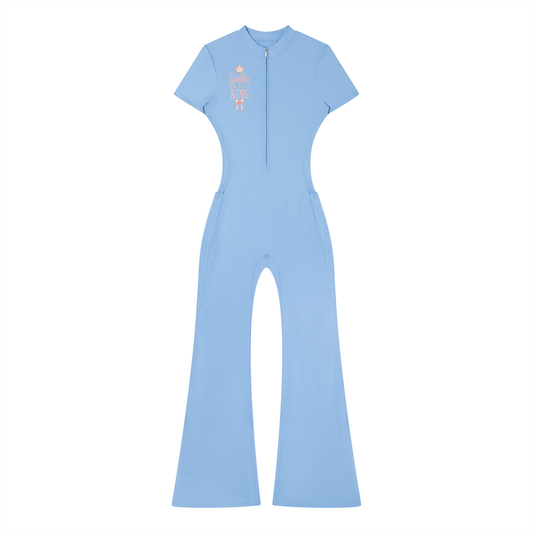 DAUGHTER OF THE KING-Women’s Tight Flared Leg Quarter-Zip Jumpsuit