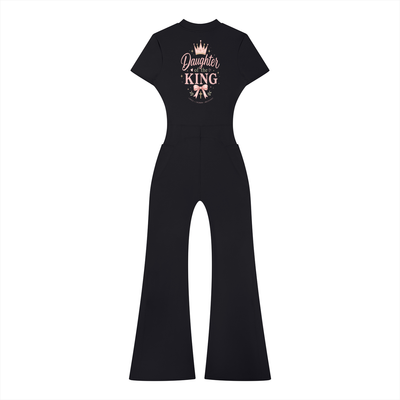 DAUGHTER OF THE KING-Women’s Tight Flared Leg Quarter-Zip Jumpsuit