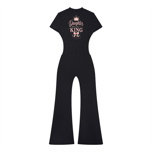 DAUGHTER OF THE KING-Women’s Tight Flared Leg Quarter-Zip Jumpsuit