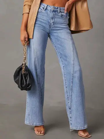 Daily Jeans Button Straight Leg Denim Pants