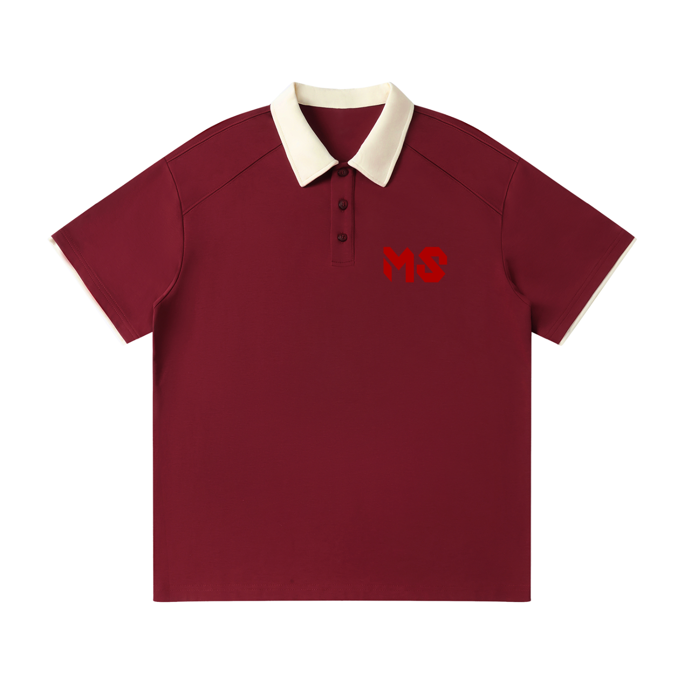 MAD SHEEP-MS-Contrast Collar Raglan Polo Shirt