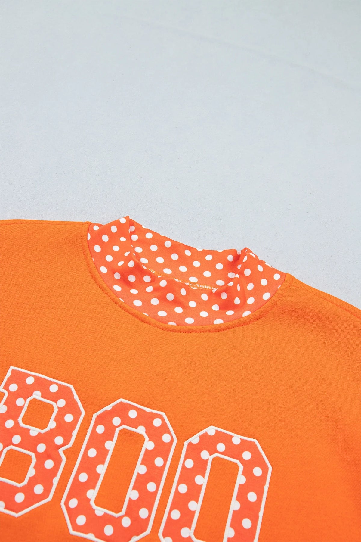 Halloween Boo Polka Dot Patch Mock Neck Sweatshirt
