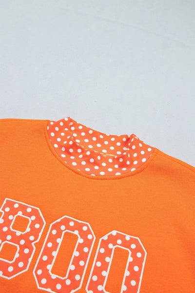 Halloween Boo Polka Dot Patch Mock Neck Sweatshirt