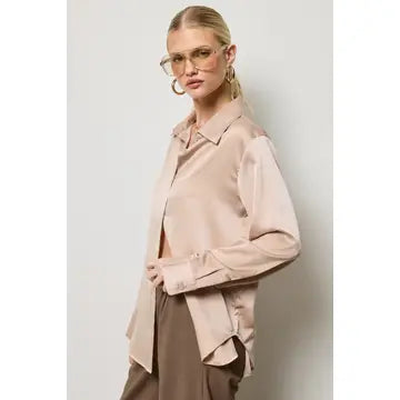 Silky Satin Button Down Shirt