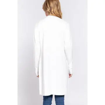 Long Sleeve Rib Banded Open Tunic Sweater Cardigan