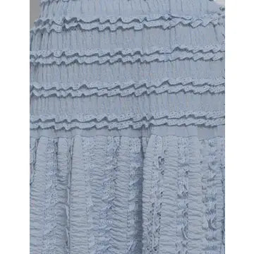 Ladies Romantic Wrinkle Ruffle Cami Top & Tiered Maxi Skirt Set