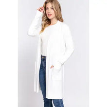 Long Sleeve Rib Banded Open Tunic Sweater Cardigan