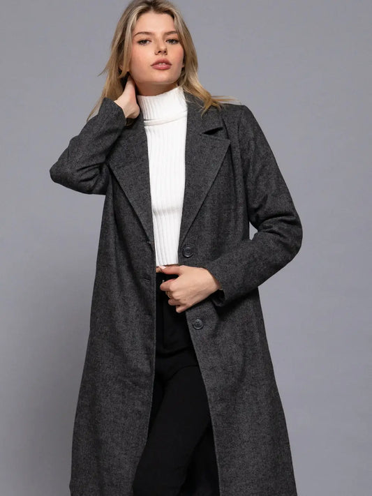 Single Breasted Waist Fitted Long Coat