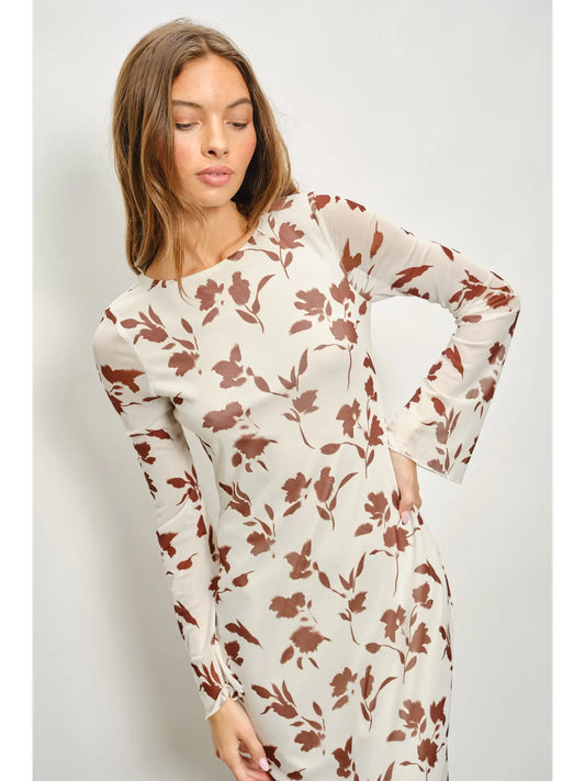 Odele Floral Mesh Maxi Dress