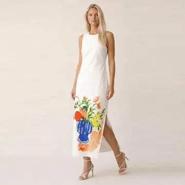 Vase floral midi dress