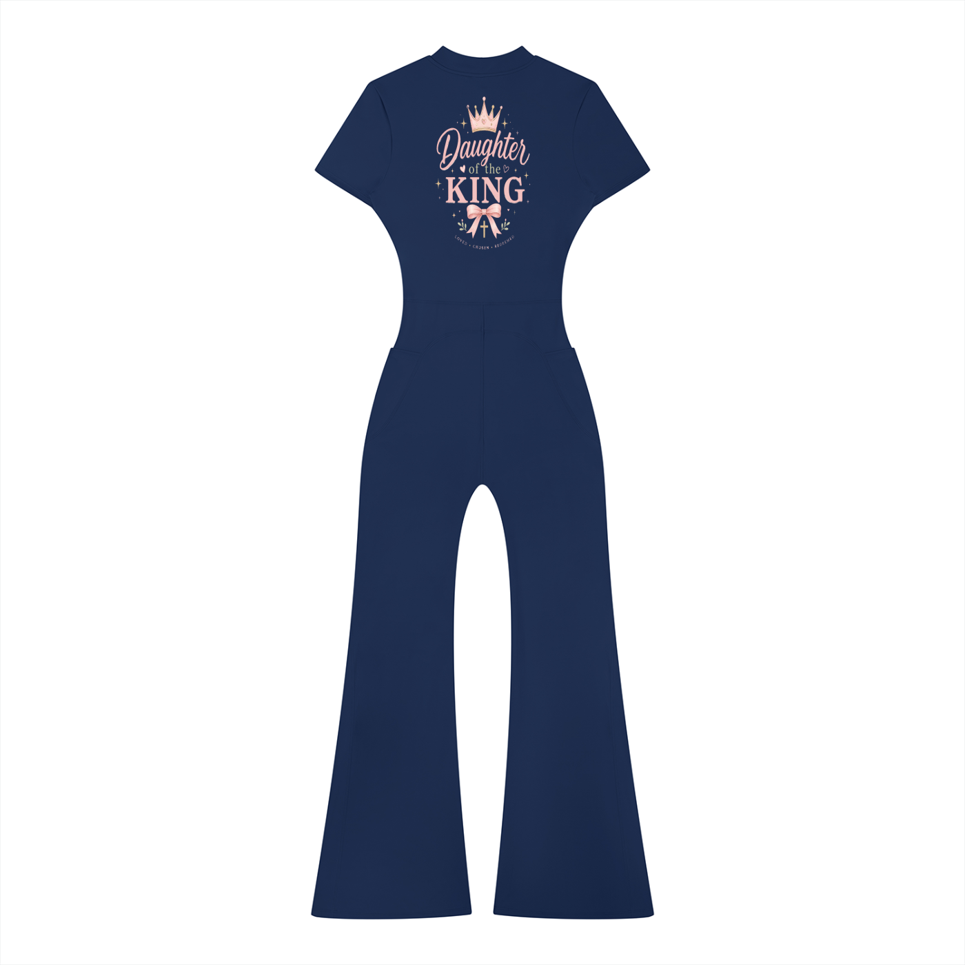 DAUGHTER OF THE KING-Women’s Tight Flared Leg Quarter-Zip Jumpsuit