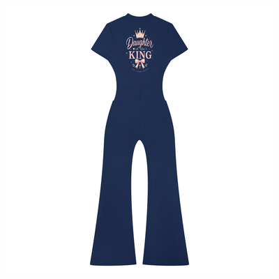 DAUGHTER OF THE KING-Women’s Tight Flared Leg Quarter-Zip Jumpsuit
