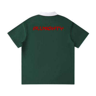 ALLMIGHTY-AM-Contrast Collar Raglan Polo Shirt