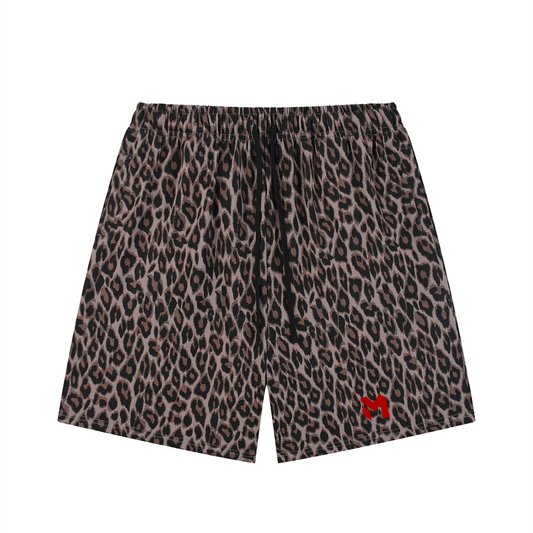 Unisex Heavyweight Leopard Drawstring Shorts