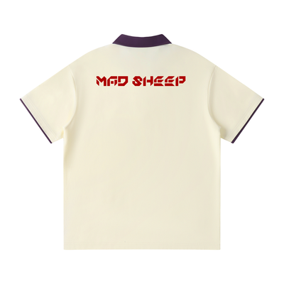 MAD SHEEP-MS-Contrast Collar Raglan Polo Shirt