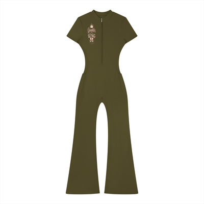 DAUGHTER OF THE KING-Women’s Tight Flared Leg Quarter-Zip Jumpsuit