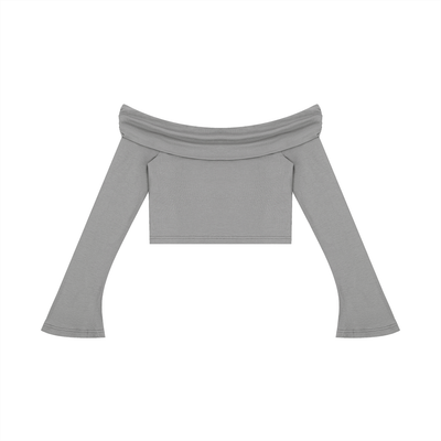 Women's Off-the-Shoulder Bell Sleeve Crop T-Shirt