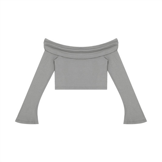 Women's Off-the-Shoulder Bell Sleeve Crop T-Shirt
