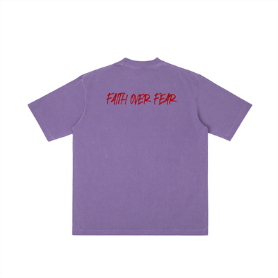 FAITH OVER FEAR-M- Vintage Wash Drop Shoulder T-shirt