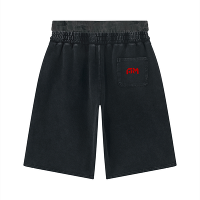 ALLMIGHTY-AM-Unisex Vintage Wash Distressed Wide Leg Shorts