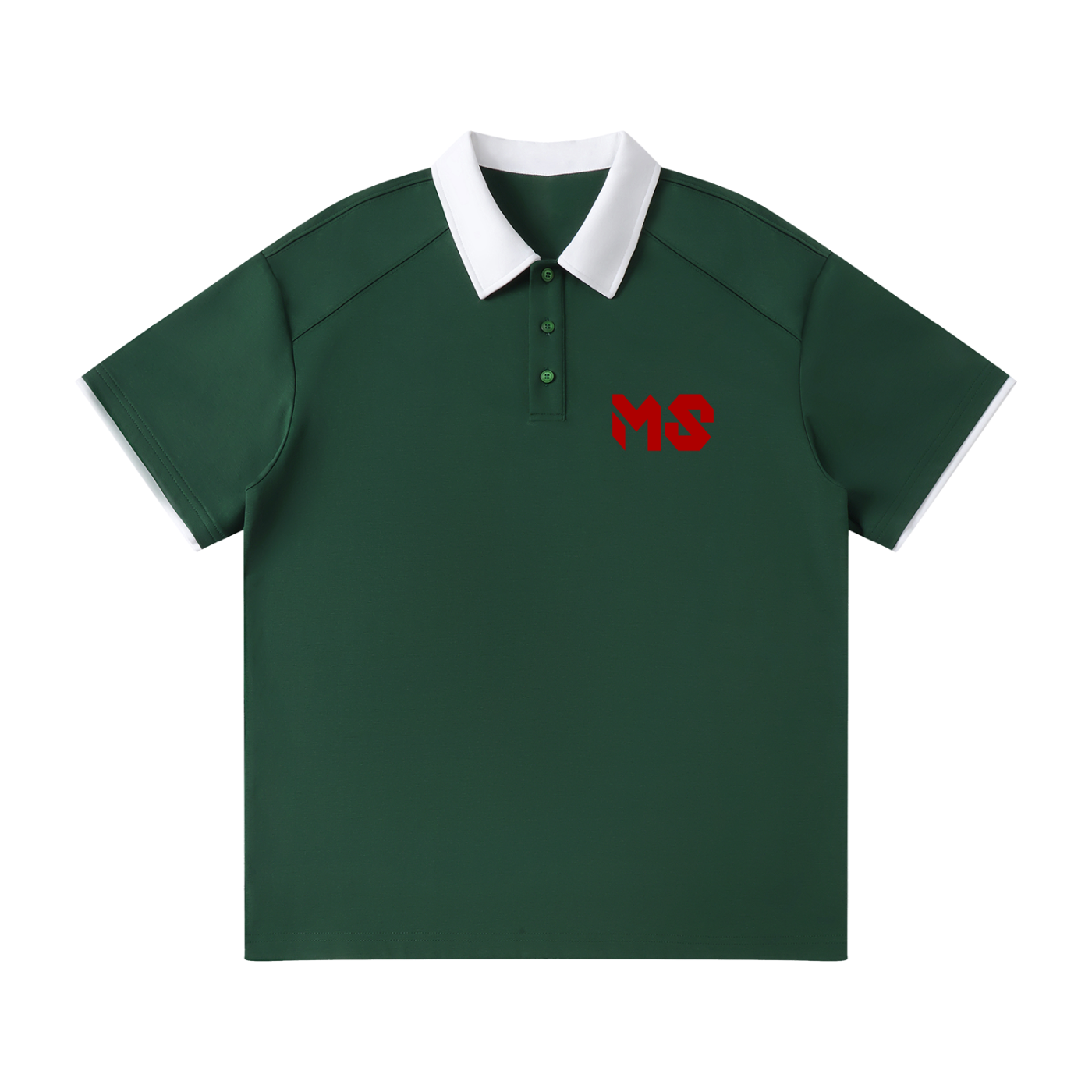 MAD SHEEP-MS-Contrast Collar Raglan Polo Shirt