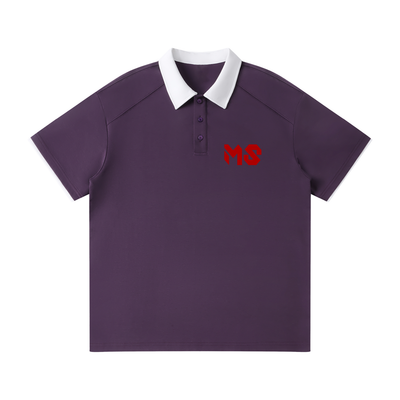 MAD SHEEP-MS-Contrast Collar Raglan Polo Shirt
