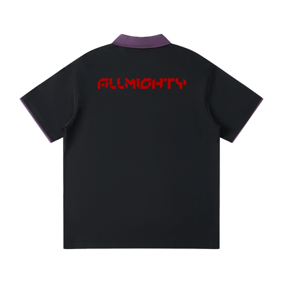 ALLMIGHTY-AM-Contrast Collar Raglan Polo Shirt