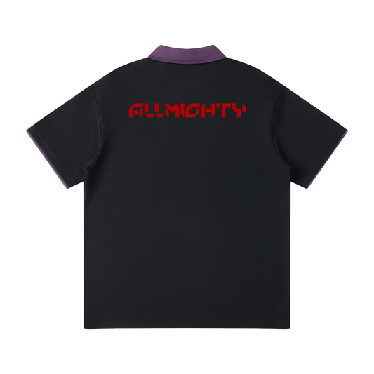 ALLMIGHTY-AM-Contrast Collar Raglan Polo Shirt