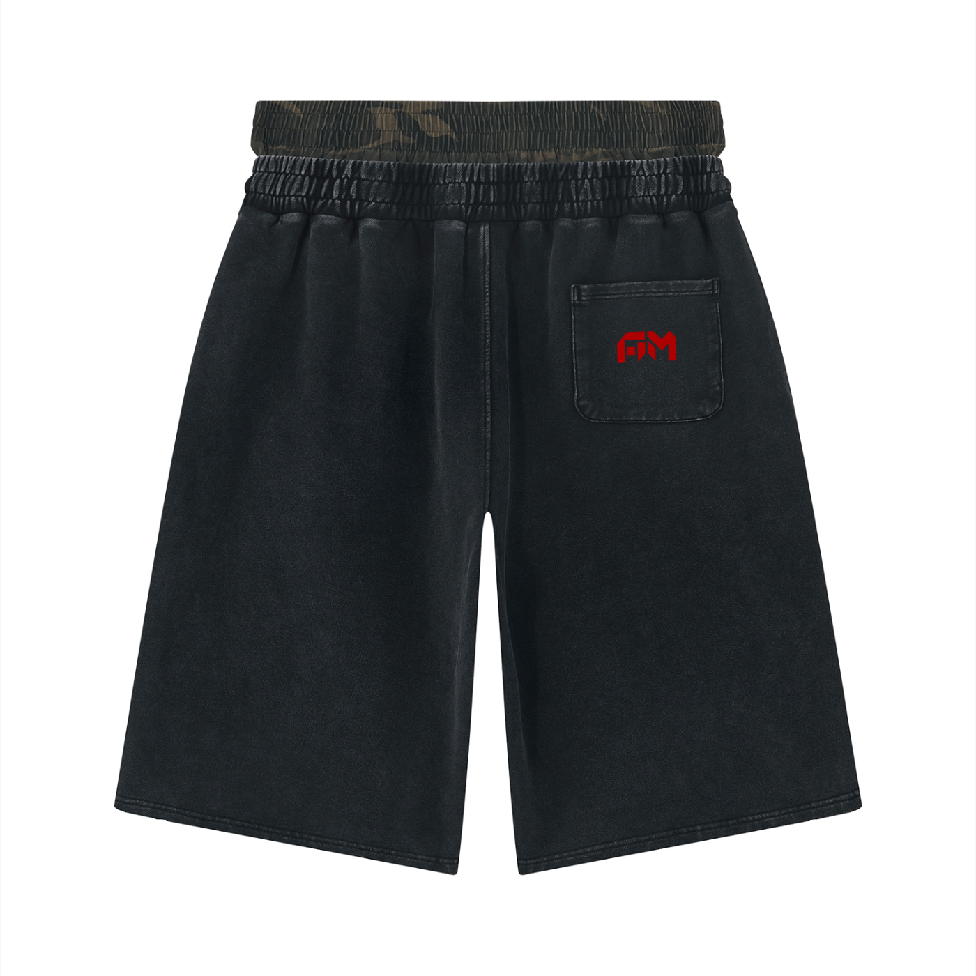 ALLMIGHTY-AM-Unisex Vintage Wash Distressed Wide Leg Shorts