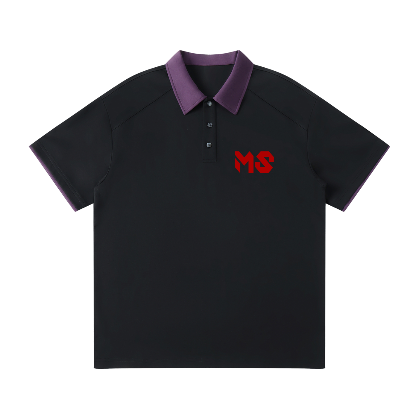 MAD SHEEP-MS-Contrast Collar Raglan Polo Shirt