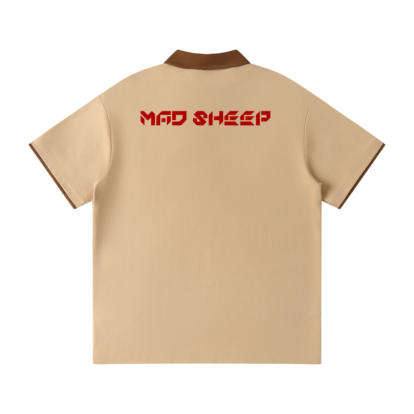 MAD SHEEP-MS-Contrast Collar Raglan Polo Shirt