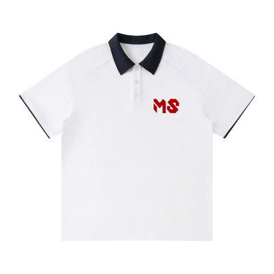 MAD SHEEP-MS-Contrast Collar Raglan Polo Shirt