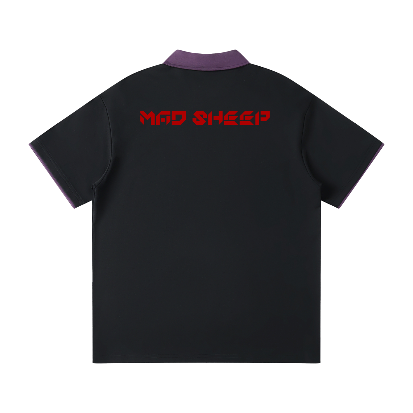 MAD SHEEP-MS-Contrast Collar Raglan Polo Shirt