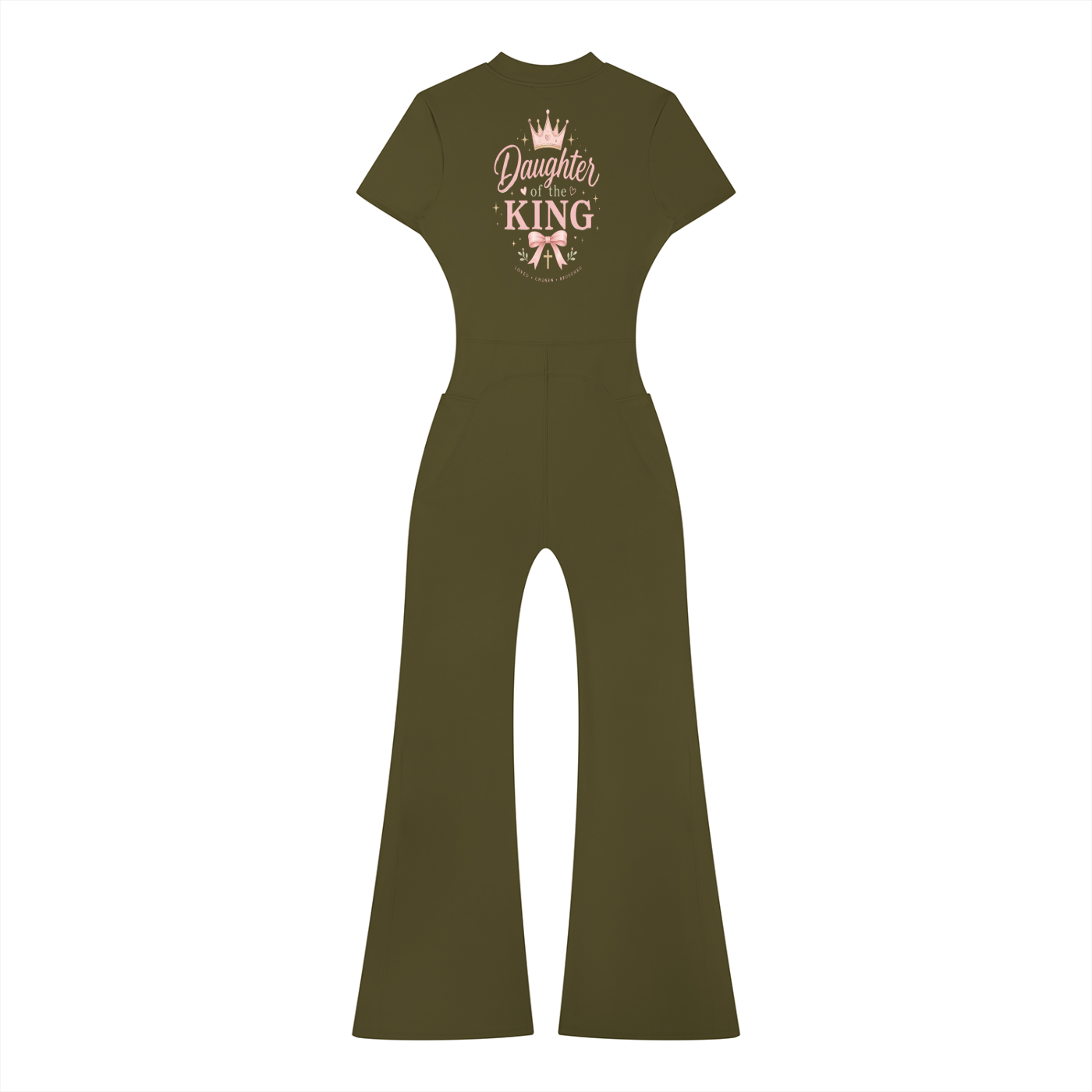 DAUGHTER OF THE KING-Women’s Tight Flared Leg Quarter-Zip Jumpsuit