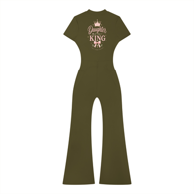 DAUGHTER OF THE KING-Women’s Tight Flared Leg Quarter-Zip Jumpsuit