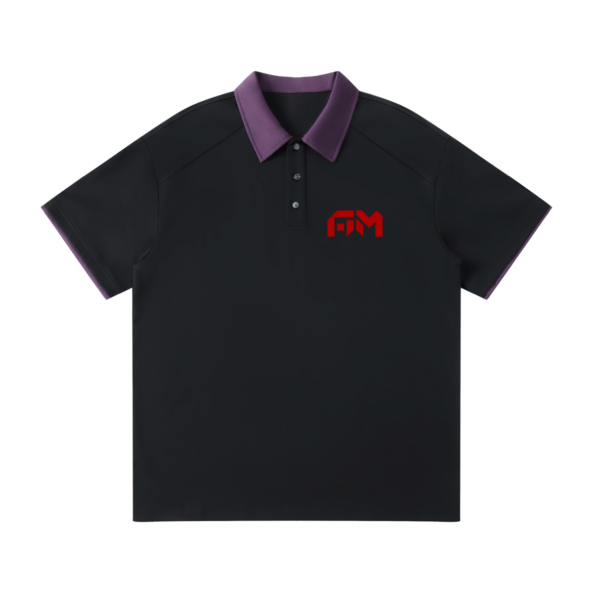 ALLMIGHTY-AM-Contrast Collar Raglan Polo Shirt