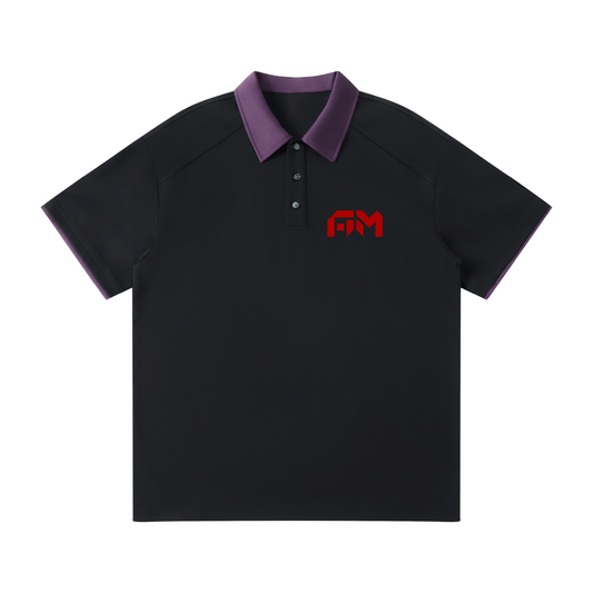ALLMIGHTY-AM-Contrast Collar Raglan Polo Shirt