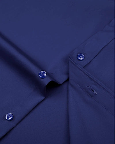 J.VER Boy's Long Sleeve Dress Shirts Solid Stretch Wrinkle-Free Shirt Kids Casual Button Down Shirts Navy Blue 6 Years - # BOAA11510017