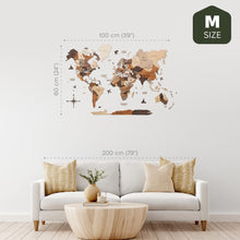 3D Wooden World Map Multicolor
