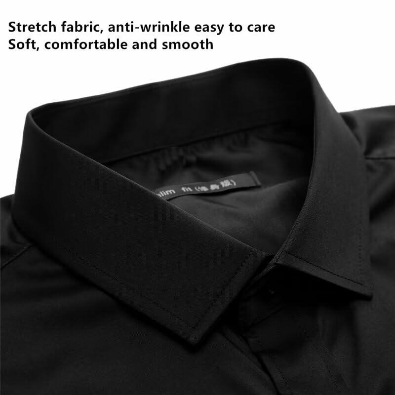 Wangyue Black Long Sleeve Casual Button-Down Shirt with Pockets Size 3XL
