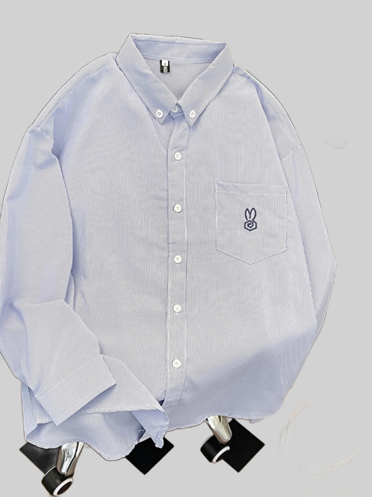 Men's Pocketed Long Sleeve Button-Up Shirt, M–3XL